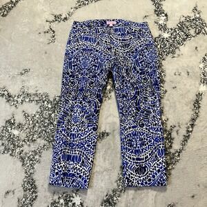 Lilly Pulitzer Pants Women Sz 6 Kelly Skinny Ankle Pants Navy Taverna Tile Print